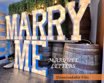 4FT - Marry Me Marquee Letter - Blueprints & Build Guide - Package Includes PDF, Svg, DXF, and Mosaic Files