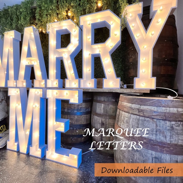 4FT – Marry Me Marquee Letter – Baupläne und Bauanleitung – Paket enthält PDF-, SVG-, DXF- und Mosaikdateien