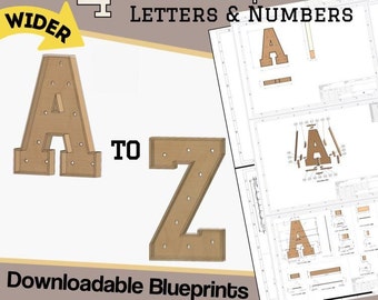 4ft Build Marquee Letters (A-Z) Extra Wide Version - DIY Wood Working Plans Digital Download - Include Mosaic Files / SVG And More!