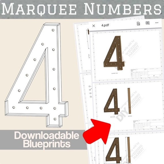 4ft Number 4 Marquee Letter Build Plans & Blueprints Etsy 4ft Number 4 Marquee Letter Build Plans & Blueprints Etsy