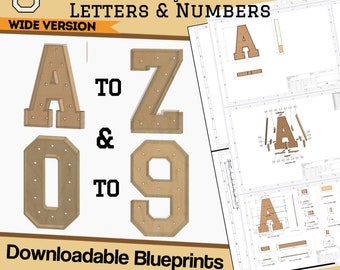 3ft Build Marquee Letters (A-Z & 0-9) Extra Wide Version - DIY Wood Working Plans Digital Download - Include Mosaic Files / SVG And More!