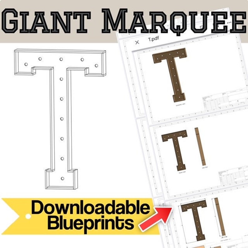 4ft Letter T Build Plans & Blueprints Digital Template - Etsy