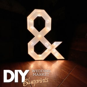 3 pies - & Símbolo - Ampersand - Planos de letras de marquesina + Planos de construcción - Planos de letras gigantes - PDF/SVG/AI/Dxf - Archivos de mosaico incluidos