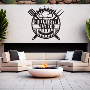 Personalisiertes Grill Schild Grillmeister BBQ Outdoorküche Dekoration Grillen Bild 3