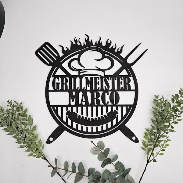 Personalisiertes Grill Schild Grillmeister BBQ Outdoorküche Dekoration Grillen
