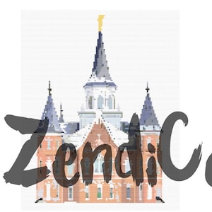 Provo City Center Temple Cross Stitch- Instant Download PDF Cross Stitch Pattern Provo Temple LDS Temple