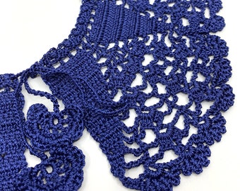 Elegant Navy Blue Lace Collar Crocheted Collar 100/% Cotton Collar Wonderful Mother/'s day gift Women Collar Summer Crochet Necklace