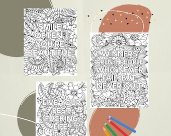 Inspirational coloring quotes instant download coloring book