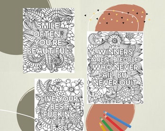 Inspirational coloring quotes instant download coloring book