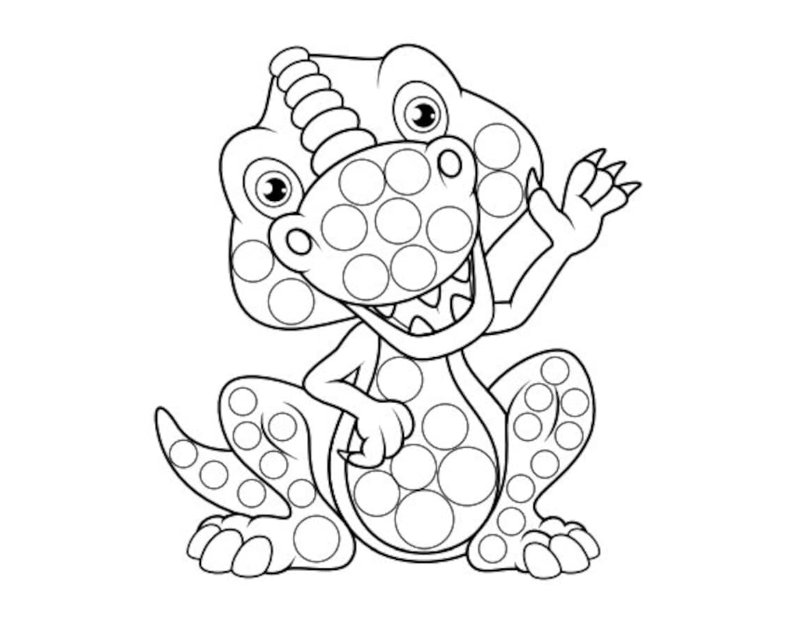 20 Dinosaur Dot Painting Coloring Pages Etsy