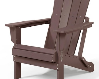 Folding Adirondack Chair, HDPE Poly Lumber Outdoor Patio Seat, Weather-Resistant, Fade-Resistant, Waterproof Lounge for backyard, deck porch