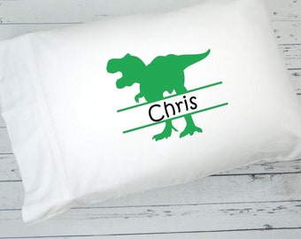 Personalized Dinosaur Pillow Case, Name Pillow for Kids, Dinosaur Gift, Gift for Girls, Gift for Boys, T-rex Tyrannosaurus Rex Kids Room