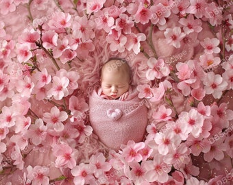 Magical Cherry Blossoms Baby Photo Backdrop, Backdrop flowers, Digital Background for Newborn, Newborn Photography, Newborn Backdrop