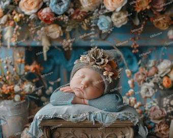 Newborn Digital Backdrop Photography, Newborn Baby Composite, Photo Background, Photoshop overlays, Digital background, boho backdrop