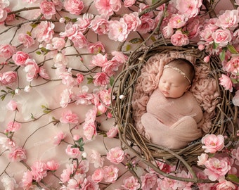 Magical Cherry Blossoms Newborn Photo Backdrop, Backdrop flowers, Digital Background for Newborn, Newborn Photography, Newborn Backdrop