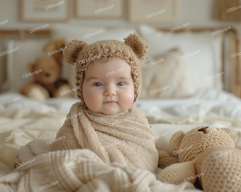 Digital Backdrop Newborn brown teddy bears, Newborn Prop With Teddy Bears. Newborn Photography, Digital background, Photoshop Overlays