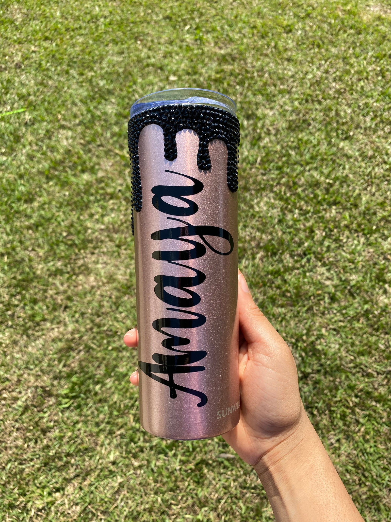 Name tumbler with blinged drip Etsy