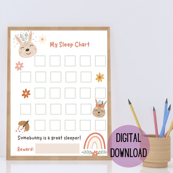 Printable Child Toddler Sleep Reward Chart Sleep Tracker Etsy