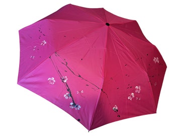 Pretty pocket umbrella with automatic opening, hand-painted motif