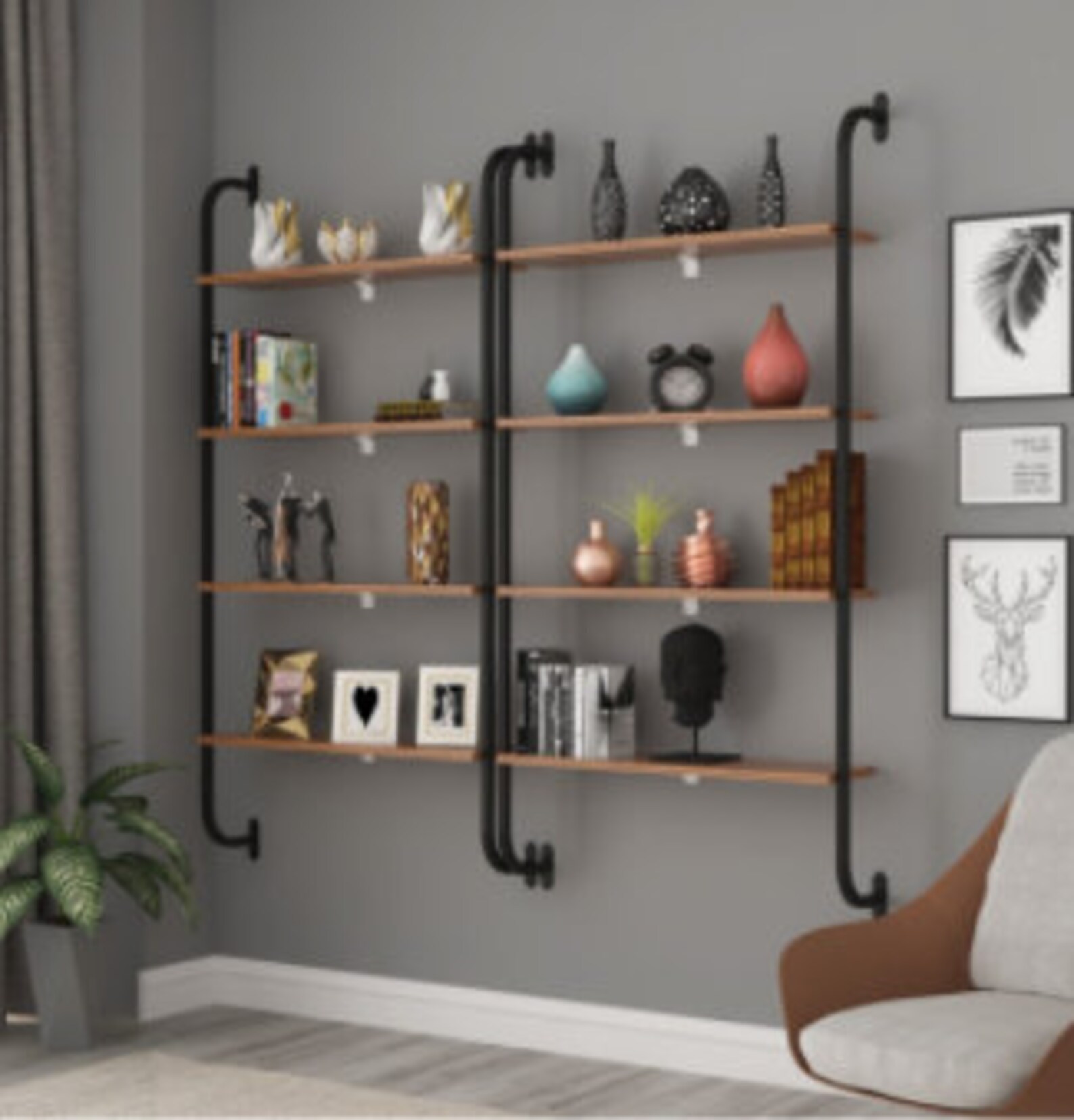 Modern Wall Shelf Bookcase Original Library Etsy
