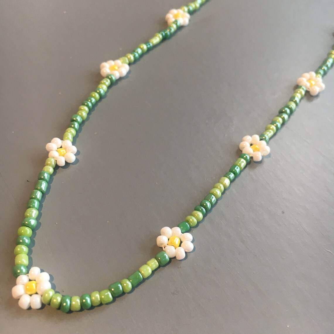Daisy Beaded Necklace Etsy UK
