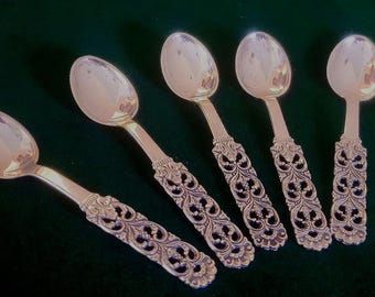 Conjunto de 5 colheres de chá vintage Brodrene Lohne Norway 830S em prata, padrão Kloster.