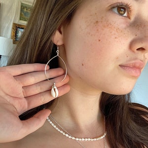 24k Gold Plated and Sterling Silver Ear Wire Cowrie Shell Earrings ...