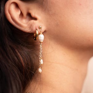 Cascade Earrings l 24k Gold Plated or Sterling Silver Freshwater Pearl Earrings, Wedding Jewelry, Dangle Earrings