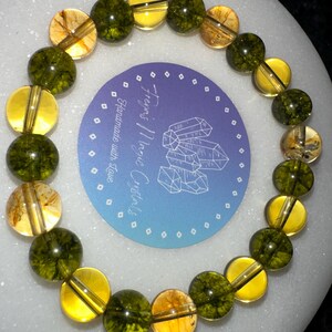 Citrine Peridot Bracelet Sz 7 Happiness Prosperity Protection Enjoyment Joy Happy