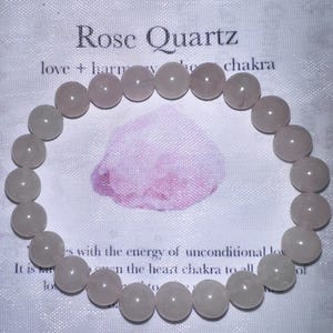 Rose Quartz Bracelet Size 7 Kindness Friendship Romantic