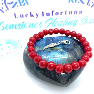 Protection Remove Obstacles Avoid Money Problem Health Coral bracelet  Sz 7
