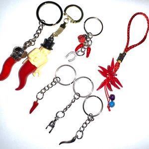 Italian Red Horn Cornicelli Keychain Set: Lucky Amulets, Evil Eye Protection