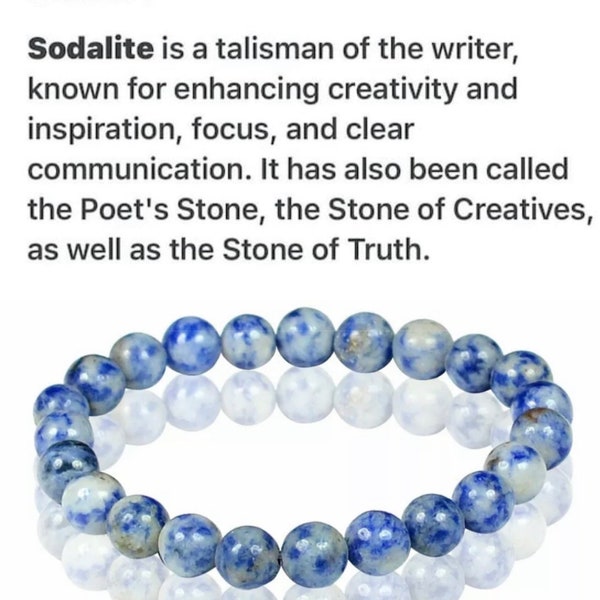 Sodalite The Writer Stone Bracelet sz 7 good day to write inspirational