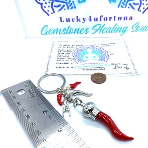 Italian Cornicello Mano Cornuta  Keychain Malocchio 3 Baby Cornetti handmade