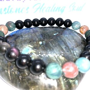 Dragon Blood Stone Obsodian Turmaline Powerful Gemstone Bracelet Protective 7
