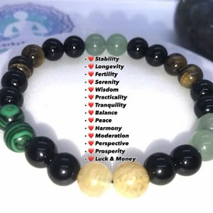 Wealth Bracelet Sz 7 Prosperity Luck Aventurine Tiger Eye Malachite Citrine