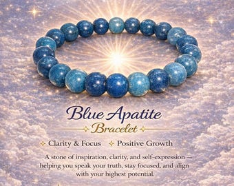 Blue Apatite Bracelet Throat Chakra  Bracelet Clarity Communication Focus Gemstone