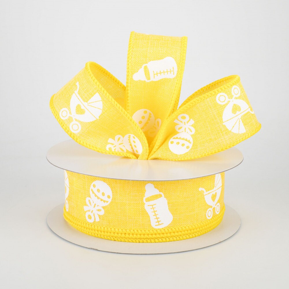 Yellow Baby Ribbon Baby Shower Ribbon 1.5 Wide Wired Etsy UK