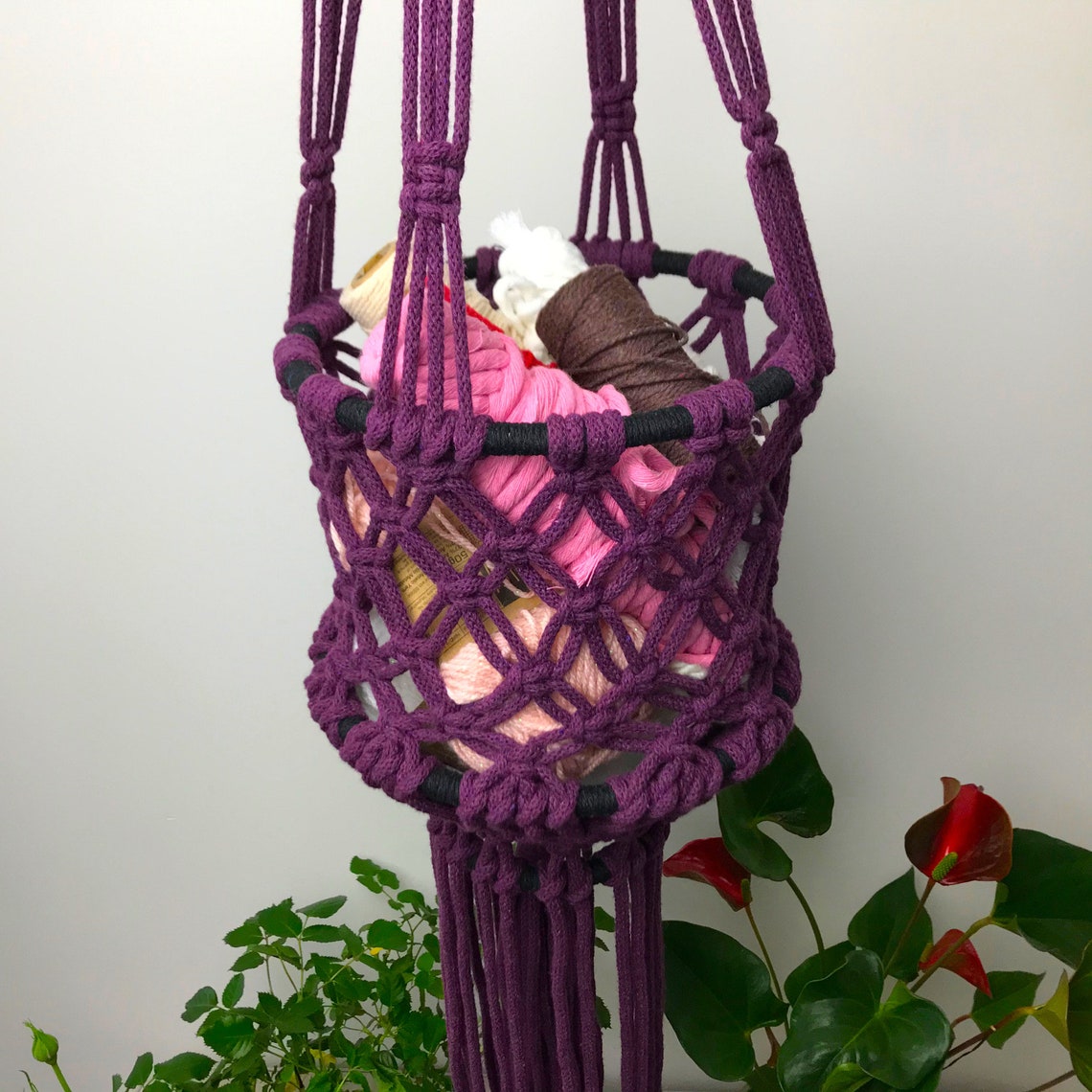 Macrame Hanging Fruit Basket Kitchen Wall Decor Etsy