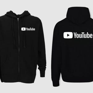 YouTube-hoody, hoodie met YouTube-logo met rits, uniseks Content Creator-sweater, gratis expresverzending