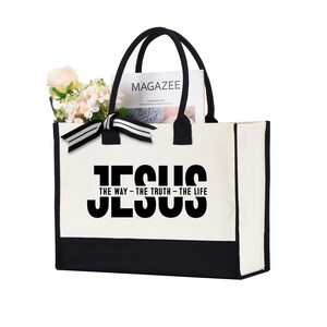 Jesus The Way The Truth The Life Tote Bag, Religious Gifts For, Faith Tote Bag, Christian Tote Bag, Bible Verse Bag, Jesus Lover Bag