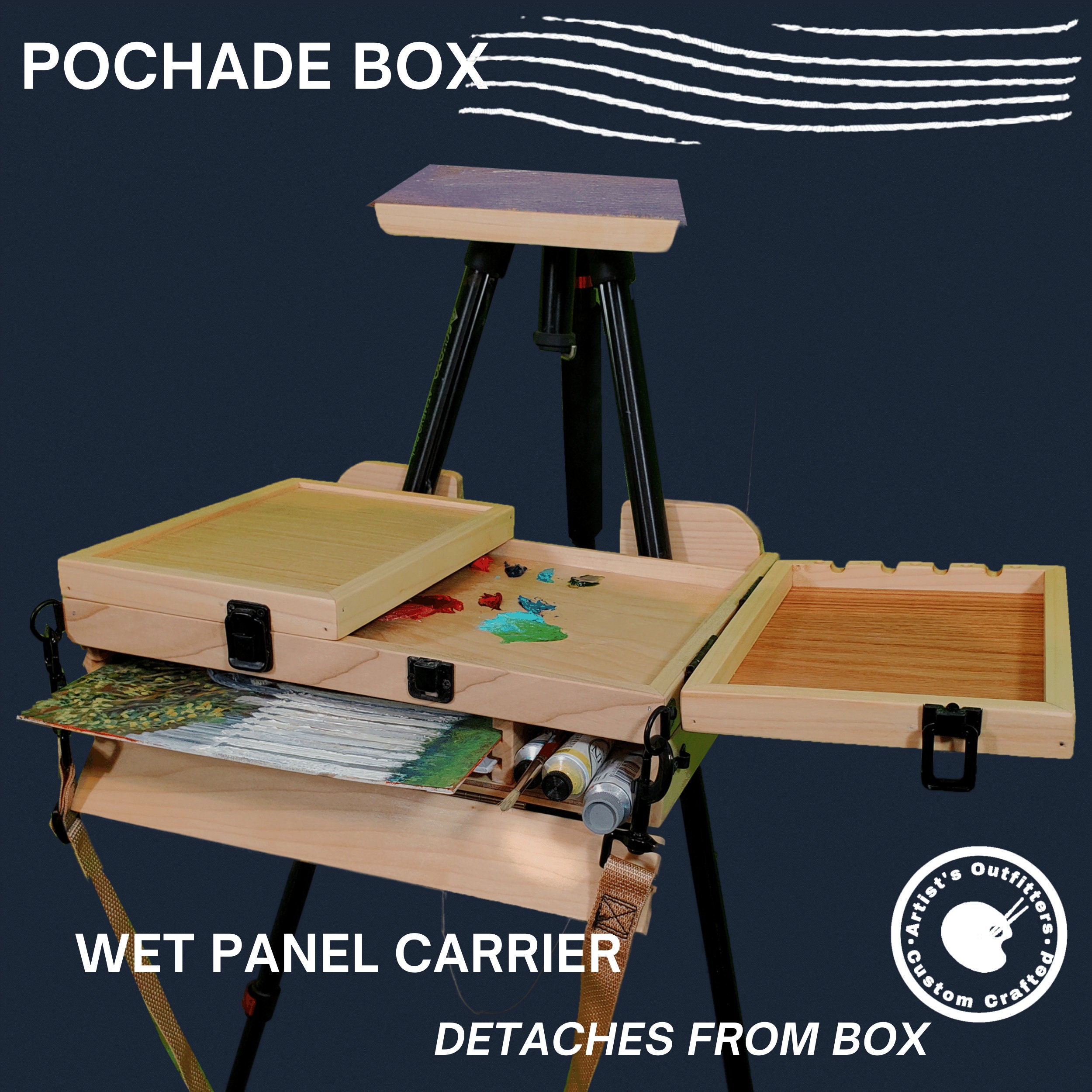 Paint Box/Pochade Box with Wet Panel Carrier for Indoor or Outdoor Painting. Use on a Tripod or Table! Plein Air box, Gift for Artists.