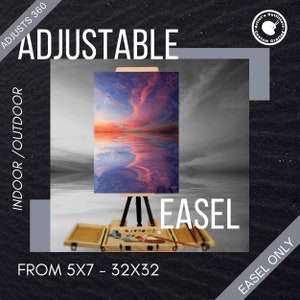 Rotating,Adjustable Tripod Easel. Outdoor Easel of Indoor Easel For Small or Large Paintings. Canvas/Panel Holder Only. Gift for Artists.
