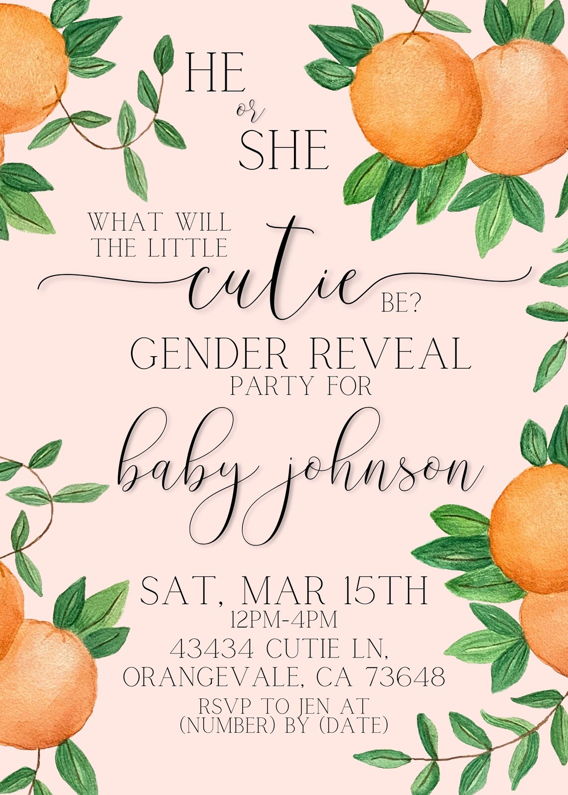 Little Cutie Gender Reveal Invitation Instant Digital Etsy