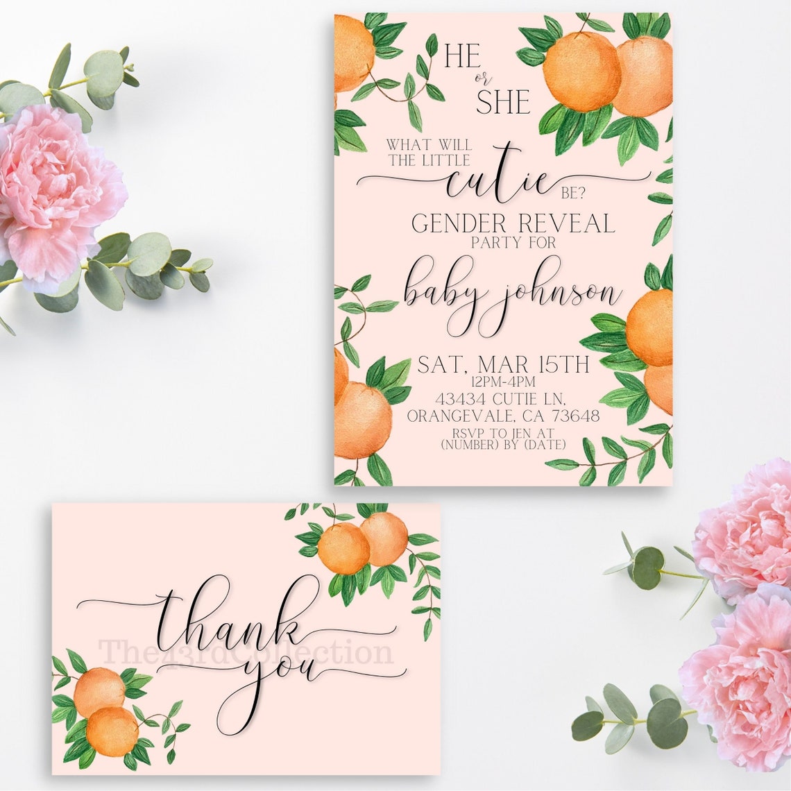 Little Cutie Gender Reveal Invitation Instant Digital Etsy