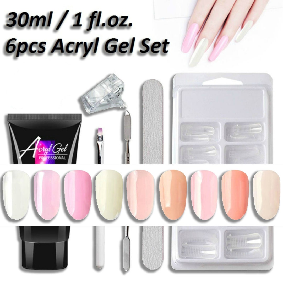 6pcs Acrylic Nails Poly Gel Quick Drying Fake Nails Kit, Nail Tips Kit, Nail Forms Kit, Polygel Nail Molds Kit, False Nails, Gel Nails
