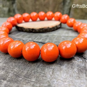 Short Orange wood bead necklace,Chunky wood necklace,Wooden bead necklace,Wooden necklace,Chunky bead necklace,Bold necklace,Short necklaces