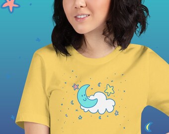 Cute Moon & Stars Tshirt | Pastel Aesthetic Kidcore Unisex Kawaii Tee
