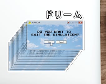 Vaporwave ERROR Sticker | Glitch Windows 98 95 Cyberpunk Dream Aesthetic | Vinyl 2x2"-6x6"