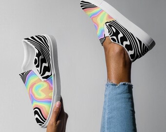 Trippy RGB Melt Damen Slip-On Canvas Schuhe - Psychedelic Y2K Weirdcore Aesthetic